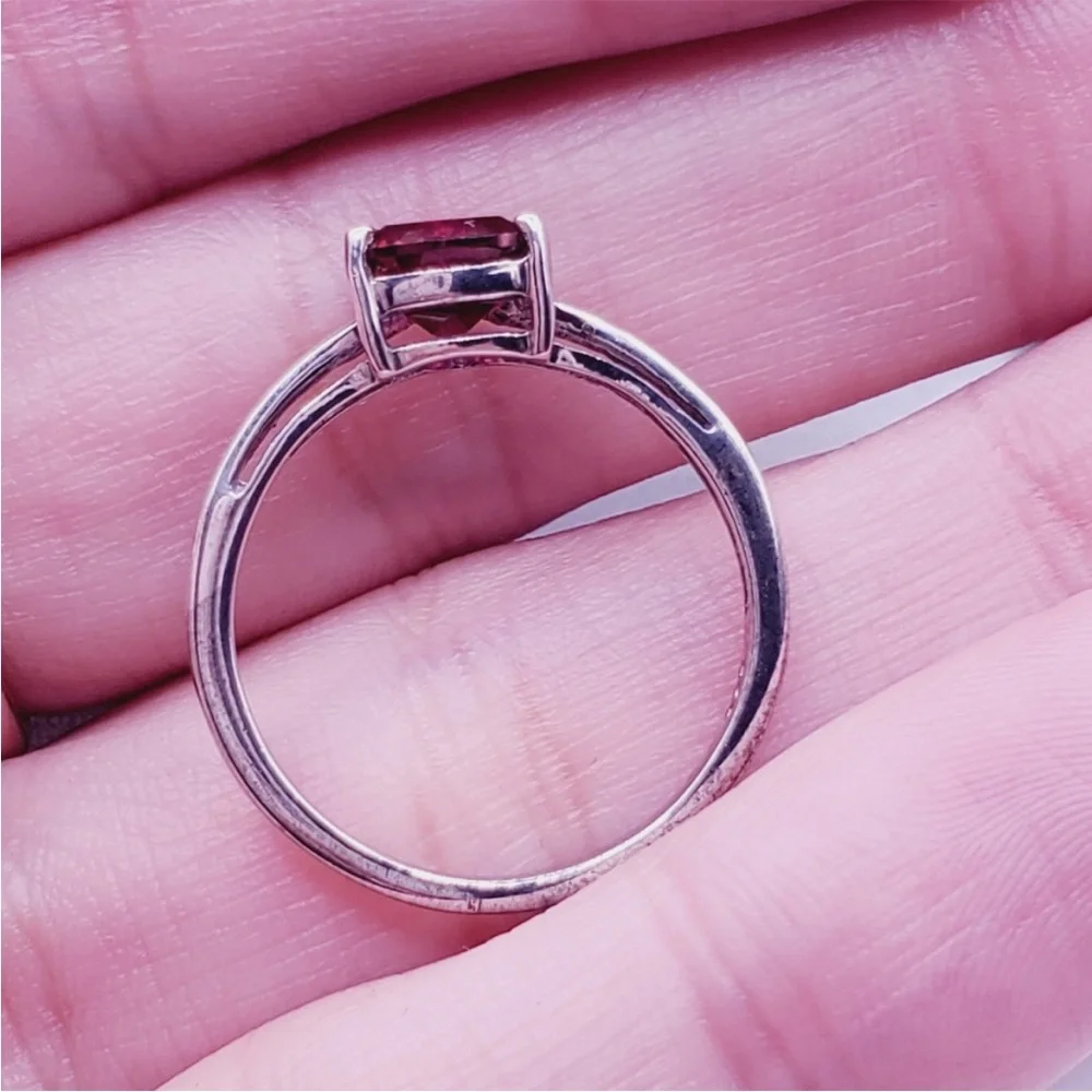 Genuine Red Trillion Ruby 925 Sterling Silver Solitaire Triangle Ring